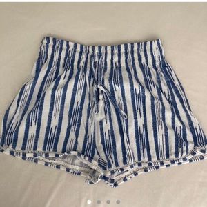 blue and white striped shorts